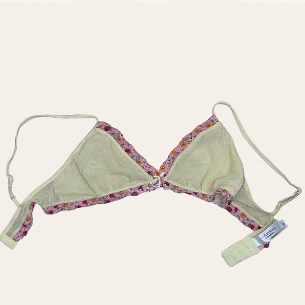 Xhilaration Yellow Bralette with Floral Trim